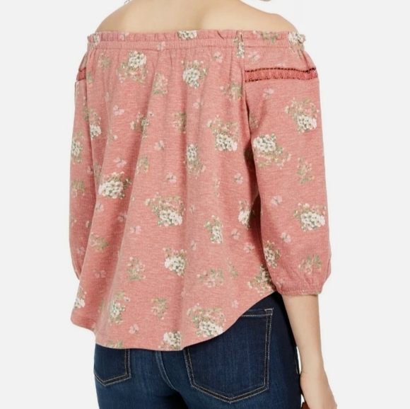 Juniors Floral Off The Shoulder Peasant Top - Picture 3 of 3